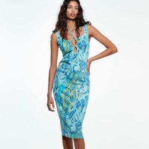 Zara cut out jacquard dress Spring 22 sz small NWT